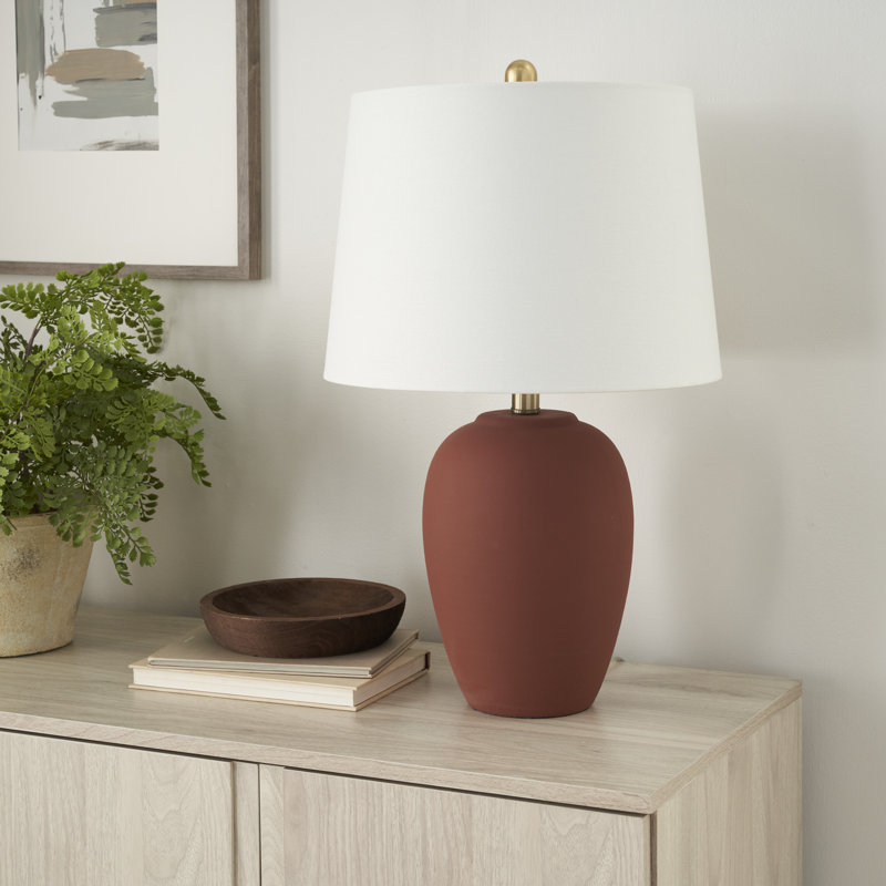 Lampe de table en céramique Brejon, Blanc, Orange