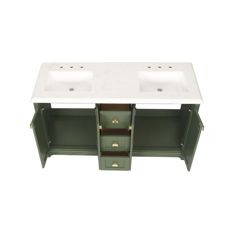 Meuble-lavabo double autoportant 60,58 po Nali, Vert