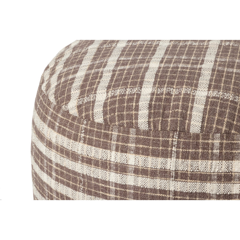Wallace Chocolate Plaid Upholstered Pouf