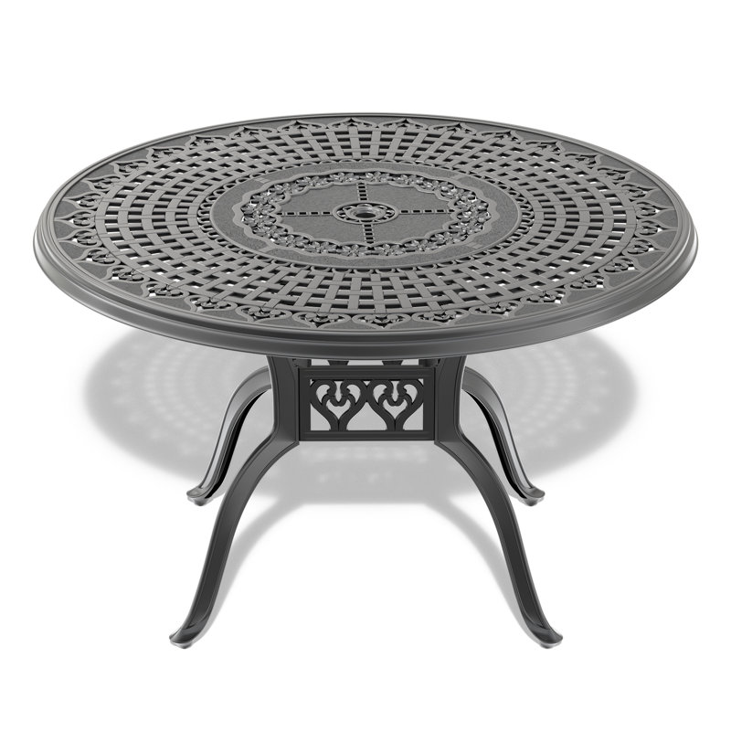 Outdoor Dining With 5 Pieces, Cast Aluminum, Black, Noise-Minimizing Aluminum Casting, Ergonomic, 4