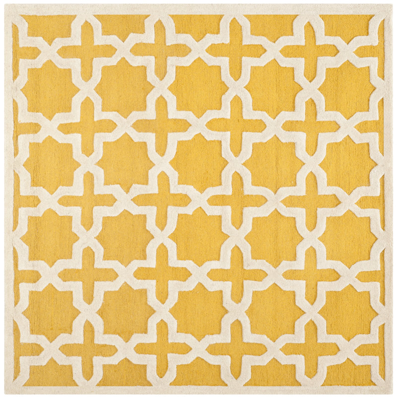 Tapis jaune en laine d'Igna, Carré 10 pi