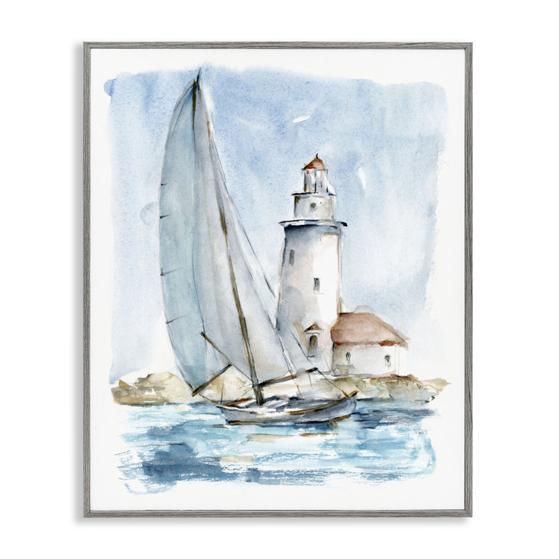 Peinture au-nautique et au phare «Au-415» par Ethan Harper, peinture, H 14 po x l 11 po, Estampe numérique Farmhouse