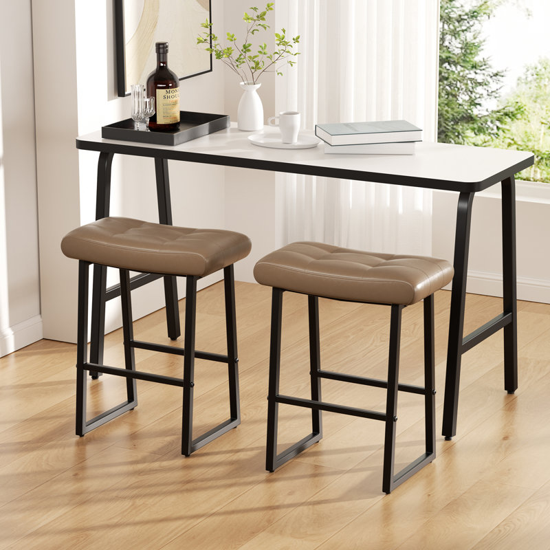 Counter Stool with Metal Frame, Black, Coffee