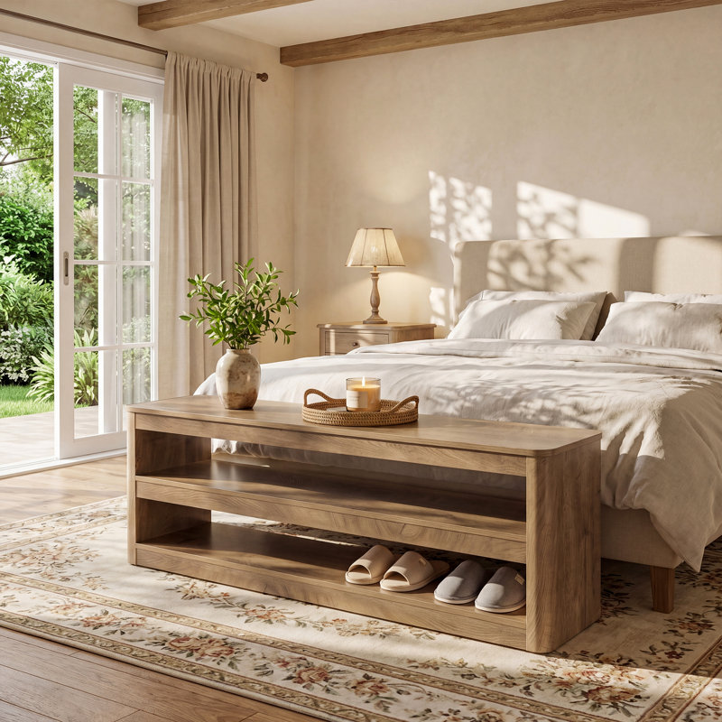 Upholstered Bench with Shoe Storage