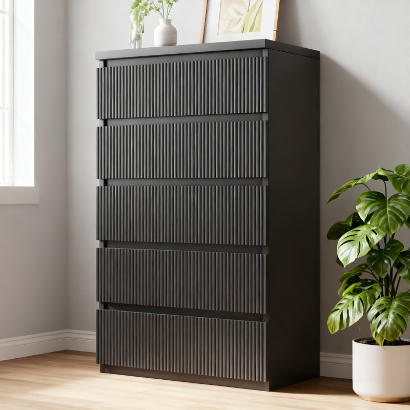 Commode de rangement verticale à 5 tiroirs: rangement compact pour la maison, Noir