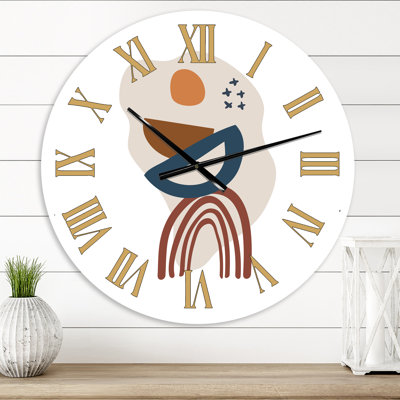 Elementary Shapes In Terracotta Tones I - Horloge murale moderne
