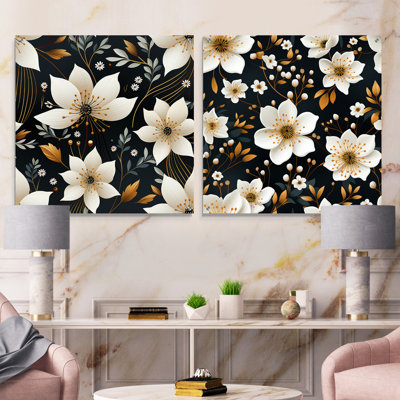 Izzo - Floral Acrylic Wall Art Glass Set Of 2