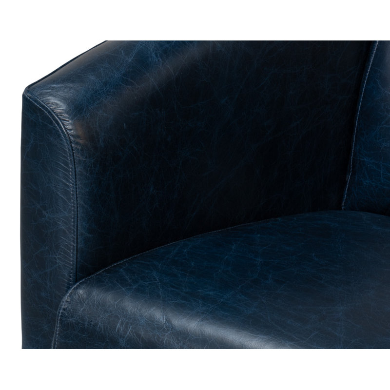 Mandy Armchair, Dark Blue Genuine Leather
