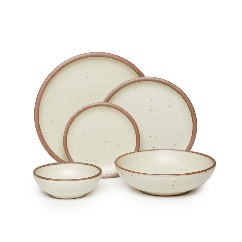 Shallow Dinner Set, Cream