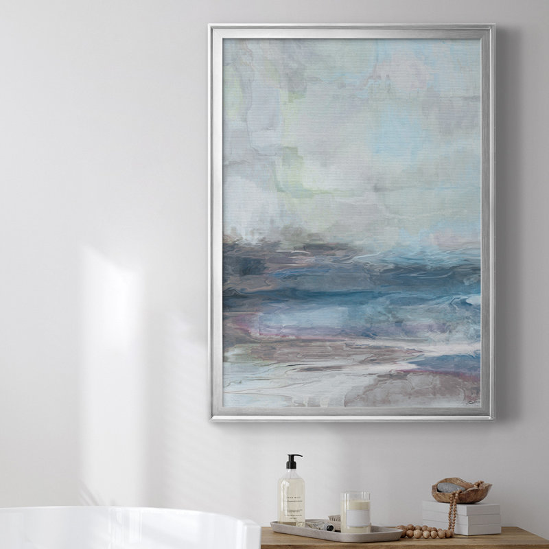 Vallée Azzurra - Toile encadrée de qualité supérieure prête à être accrochée, H 36,5 po x l 26,5 po, Argent