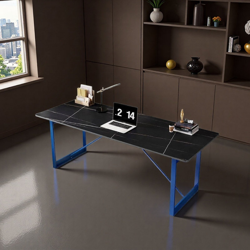 Bureau d'écriture Modern Light, Blanc / noir / bleu, H 29,52 po x l 78,74 po x P 27,55 po