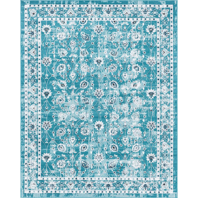 Tapis transitionnel de couleur lagon Esveidy