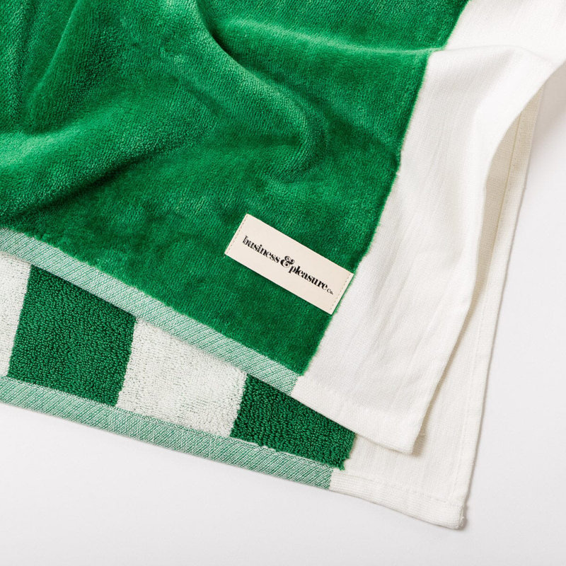 Beach Towel, Green/White