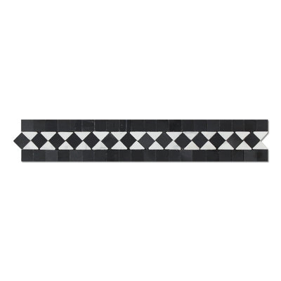 White Carrara 2" X 12" Bias Border With Marble Look Wall Border