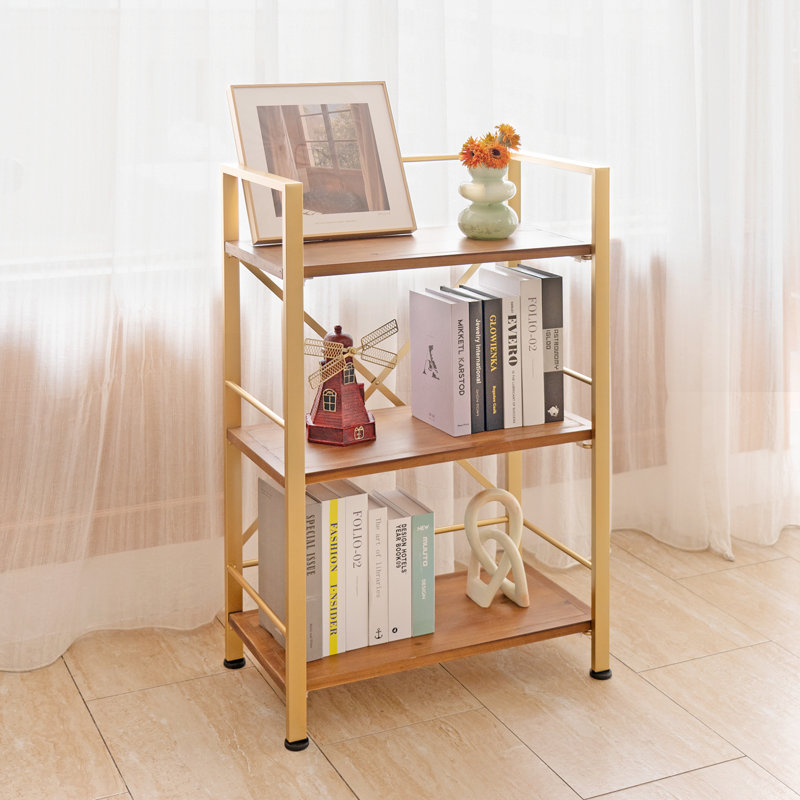 Bibliothèque étagère Iron, Or, (3 tablettes) H 39,8 po x l 22,4 po x P 12,6 po