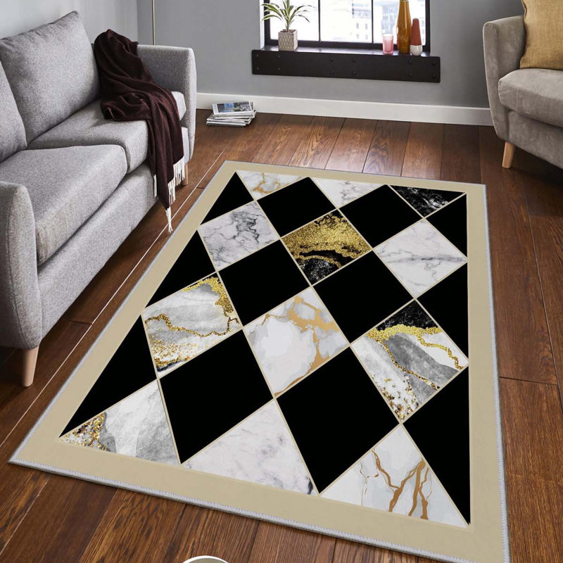 Tapis d'entrée élégant, 2,6 x 9,8 pieds | 100% polyester, 650 g / m², hauteur du velours: 0,3 pouce | Pois antibactérien antidérapant en PVC | Lavable à la machine, impression numérique 3D, idéale pour les espaces de vie modernes
