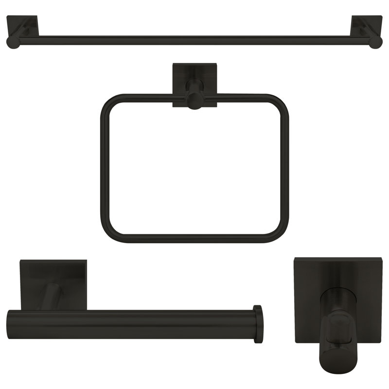 4 - Piece Bathroom Hardware Set, Black