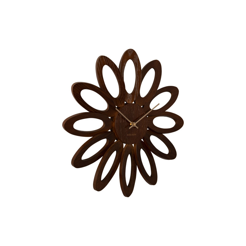 40cm Wall Clock, Dark Wood/Gold