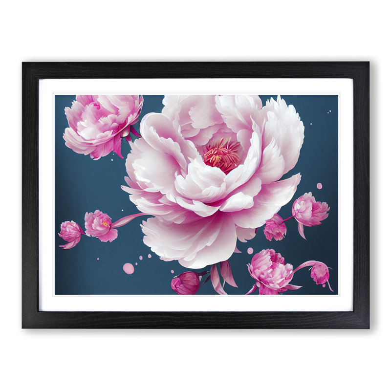 Mind Blowing Peony Flowers - Framed Print, Black Framed, 25cm H x 34cm W