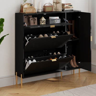 Armoire de rangement pour chaussures avec tiroirs et tablettes rabattables
