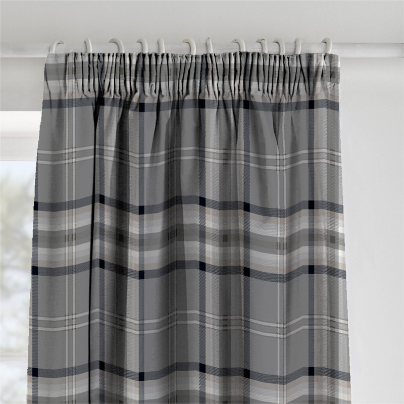 Kelso Pencil Pleat Room Darkening Curtains, Charcoal
