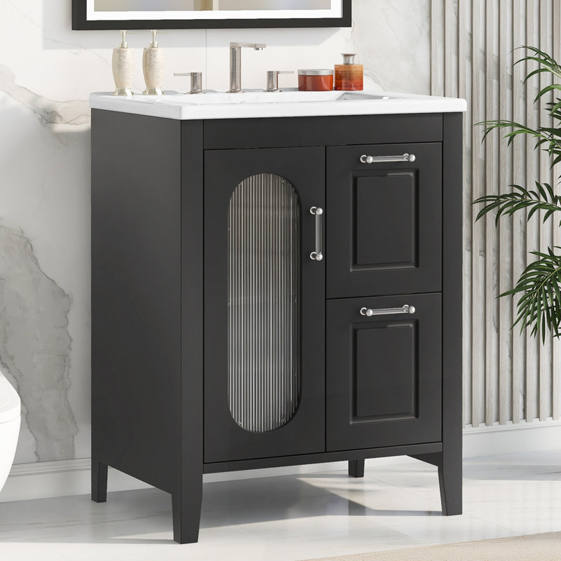 Meuble-lavabo 24 po avec lavabo, Noir
