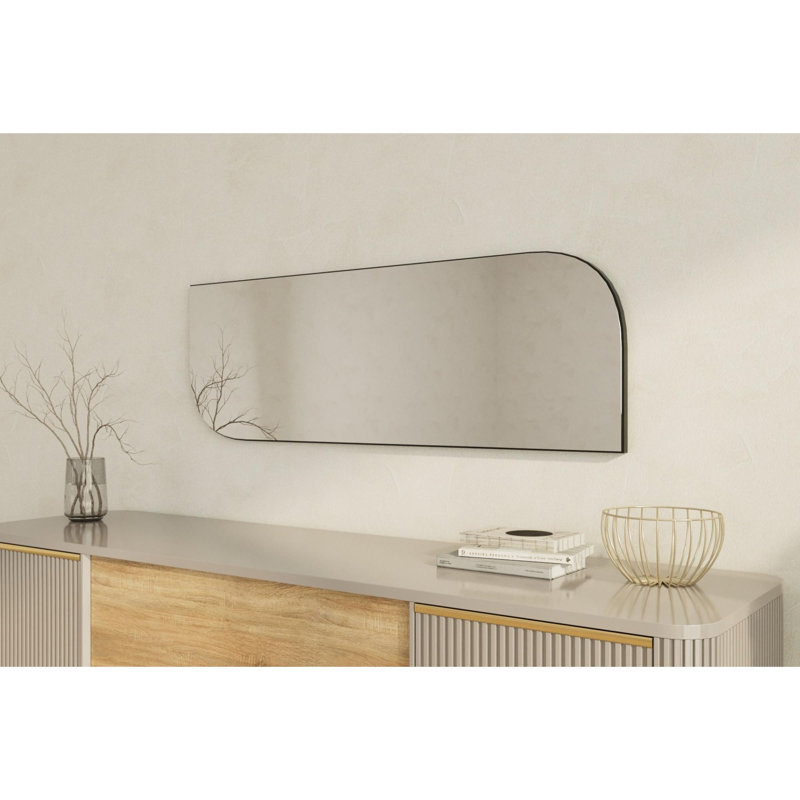 Modern Wall-Mounted Mirror, 15.7 x 47.2 x 0.9 inches | 100% MDF Construction, Eco-Friendly Flotal-E Mirror, Sleek Black Finish | Ideal for Home Decor & Contemporary Spaces, Stylish and Functional Design