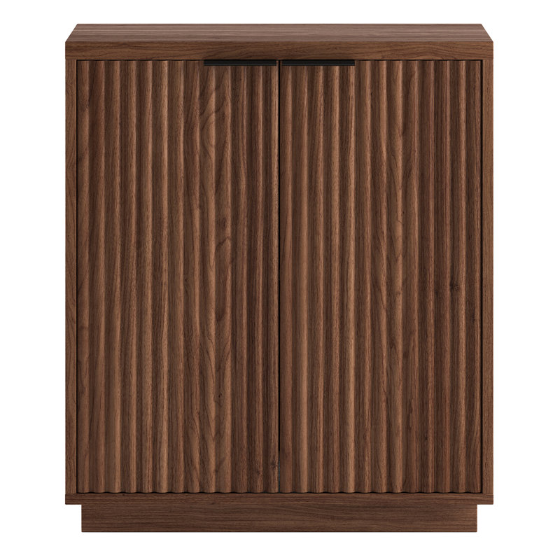 Alasha 28" Wide Rectangular Fluted Accent Cabinet, Satin Walnut