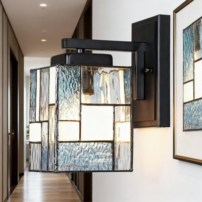 Tiffany Style Stained Glass Wall Sconce Light, Modern 1-Light Wall Lamp For Bedroom, Bathroom, Living Room, Hallway Lighting