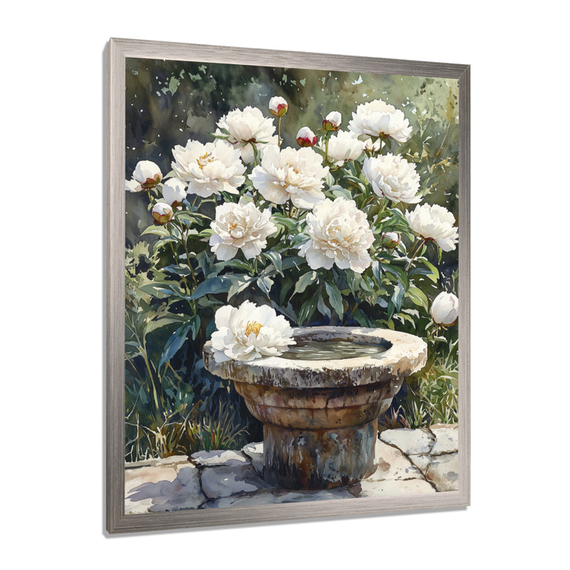 Bashford - impressions murales florales, Argent argent, H 44 po x l 34 po, Reproduction encadrée d'une seule photo