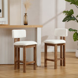 Modern Upholstered Solid Wood Bar Stool With Comfortable Backrest,Counter Stool With Sheet Metal Upholstery And Fixing Set Of 2