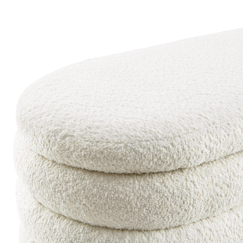 Brigett Upholstered Ottoman, Ivory 100% Polyester
