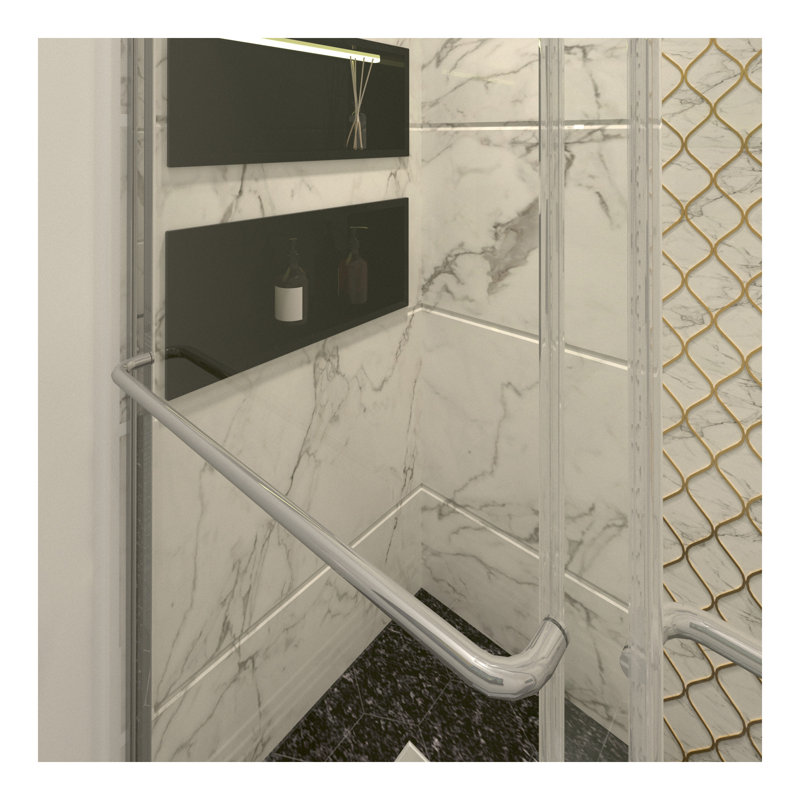 Porte de douche coulissante en chrome l 50 à 54 po x H 70 po, porte de douche en verre semi-sans cadre