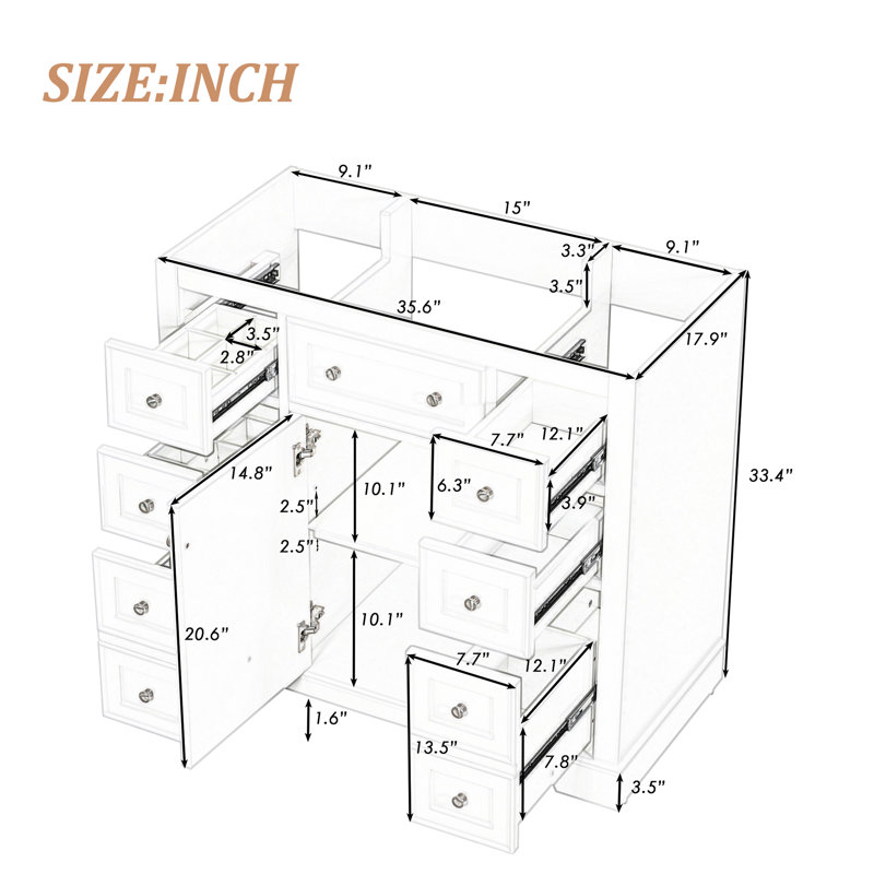 Kennede 35.6 " Single Bathroom Vanity Base
