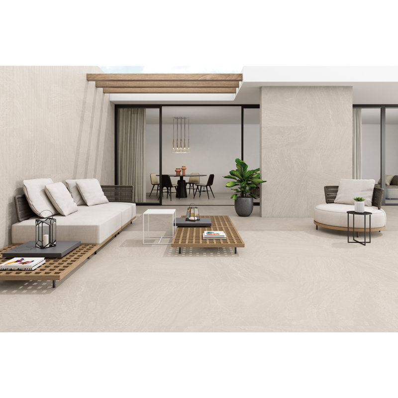 Outline Slatestone 18" x 36" Porcelain Wall & Floor Tile, Pearl