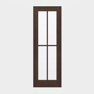 Porte d'extérieur 96 po Slab Acajou, SDL 4 Lite, sans finition