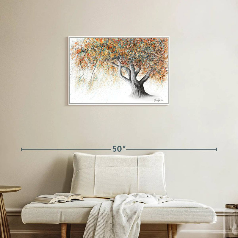 Arbre d'automne rouillé, Cadre flottant blanc, 31 po x 21 po