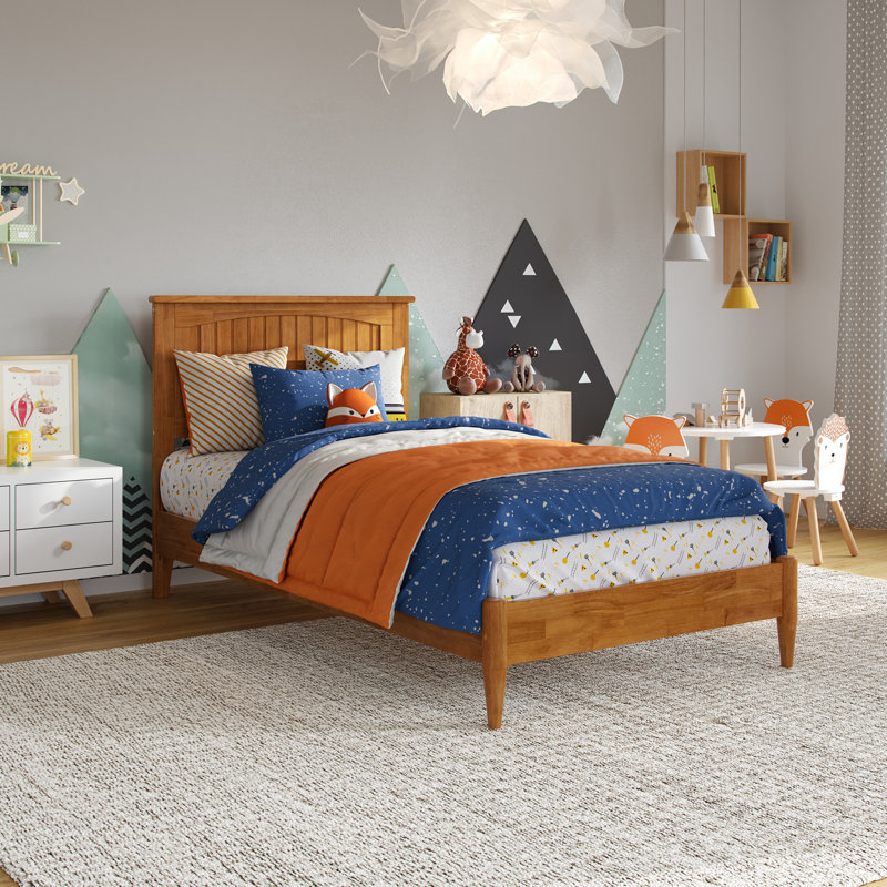  Lit plateforme Amandalee, Simple, Caramel clair