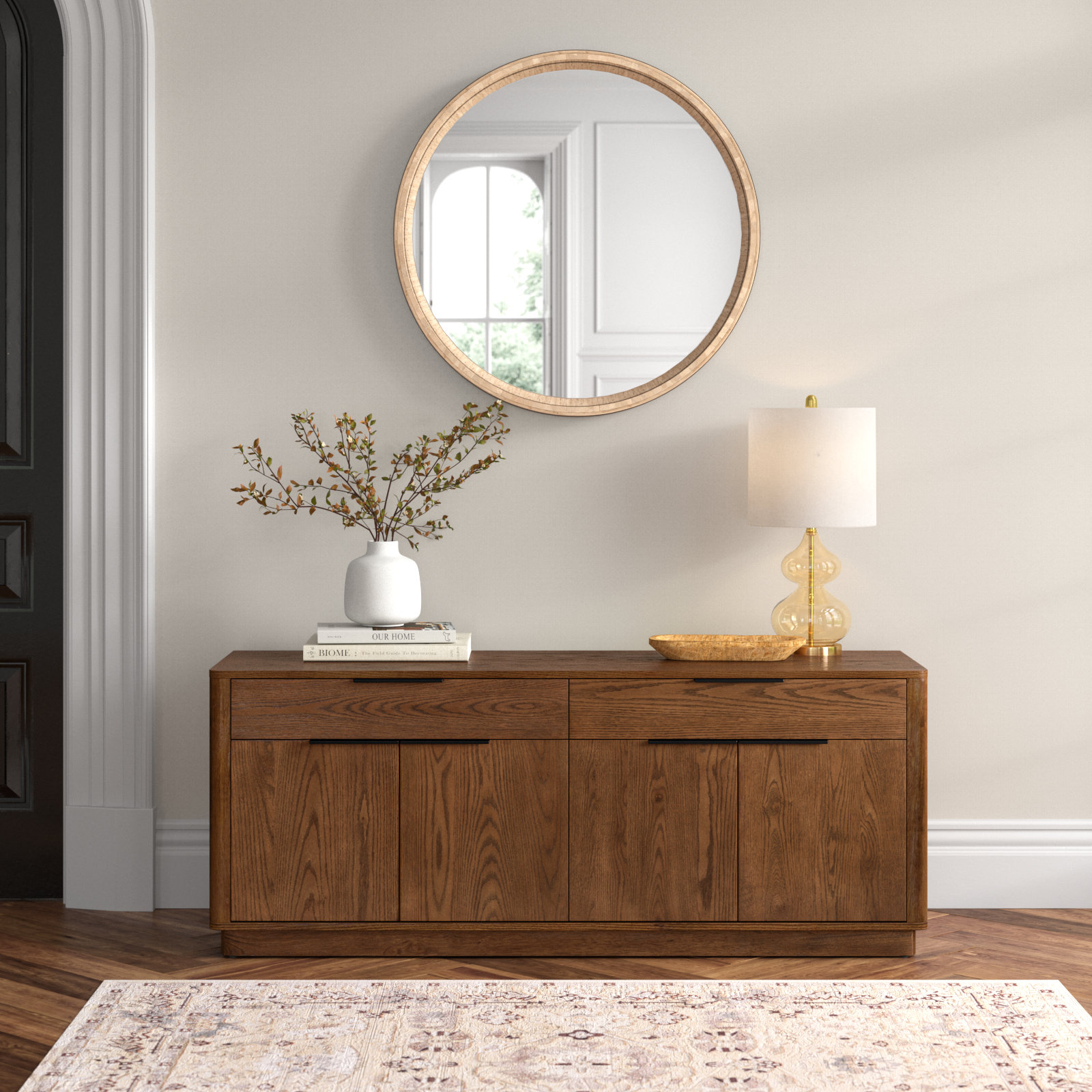 Tahani 60" Iron Oak TV Stand, Medium Oak