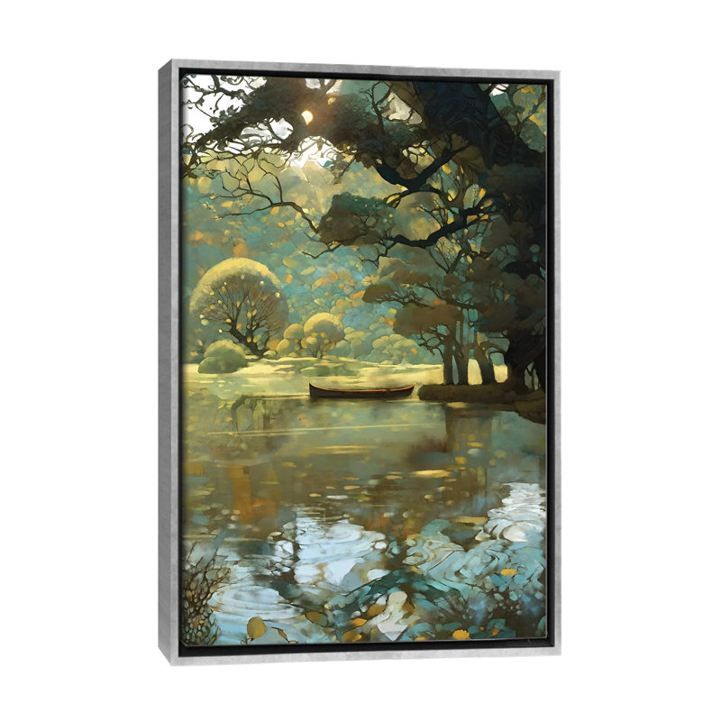 Sunrise Forest - reproduction d'art murale encadrée, Argent argent, Reproduction encadrée sans passe-partout