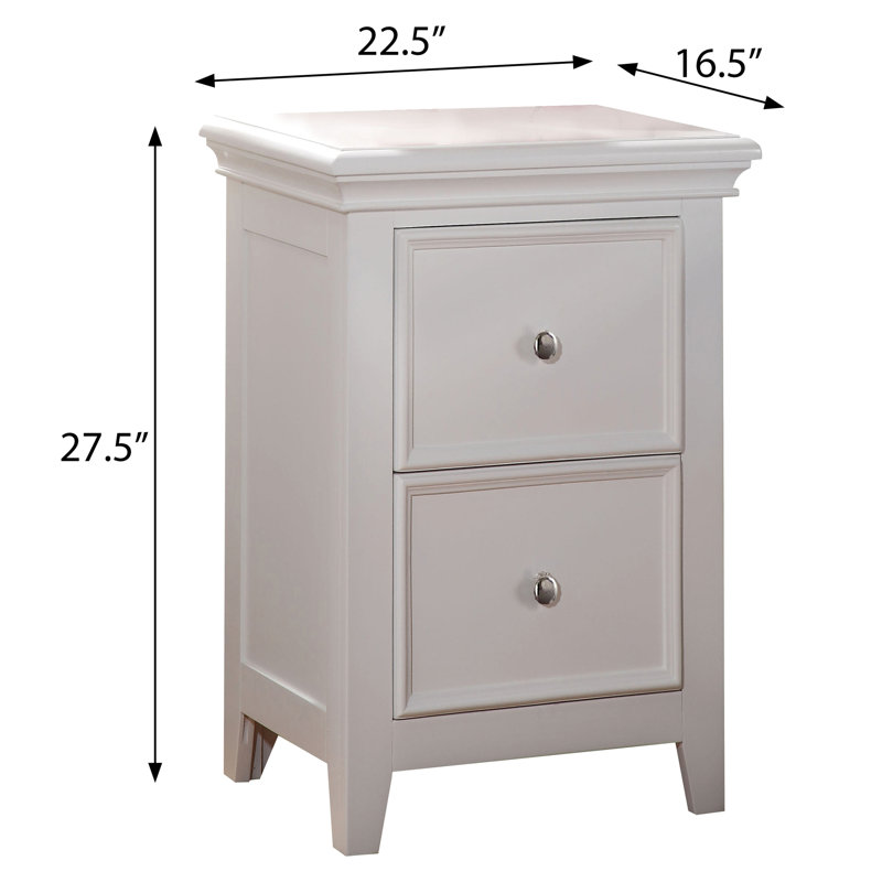 Table de chevet blanche transitionnelle 2 pour l'ambiance de chambre à coucher - Pin forgé en forme de grandeur