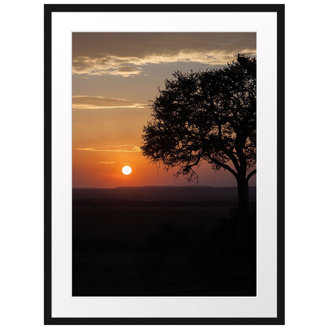 Gerahmtes Poster Sonnenaufgang Ã¼ber der Savanne