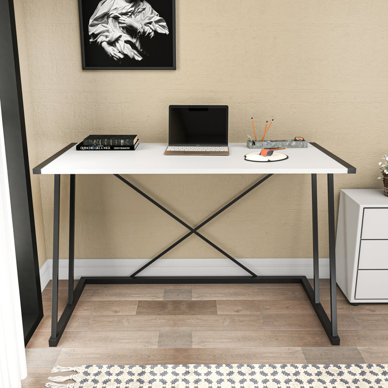 Lenes 120cm W Rectangular Desk, White/Black