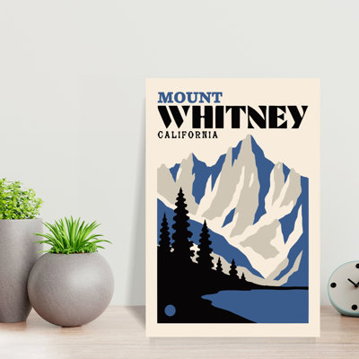Mount Whitney California Retro Serene Vintage Pine Tree Forest Landscape Wall Art Print 1 Piece Wrapped Canvas Wall Art