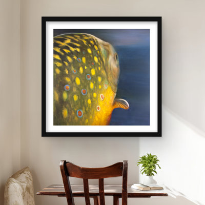 Impression de poisson truite dorée - décoration rustique encadrée