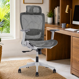 25.6" W Home Office Chair, Ergonomic Mesh Rolling Chairs, 360° Swivel Computer Reclining Chair, Headrest & Lumbar Support