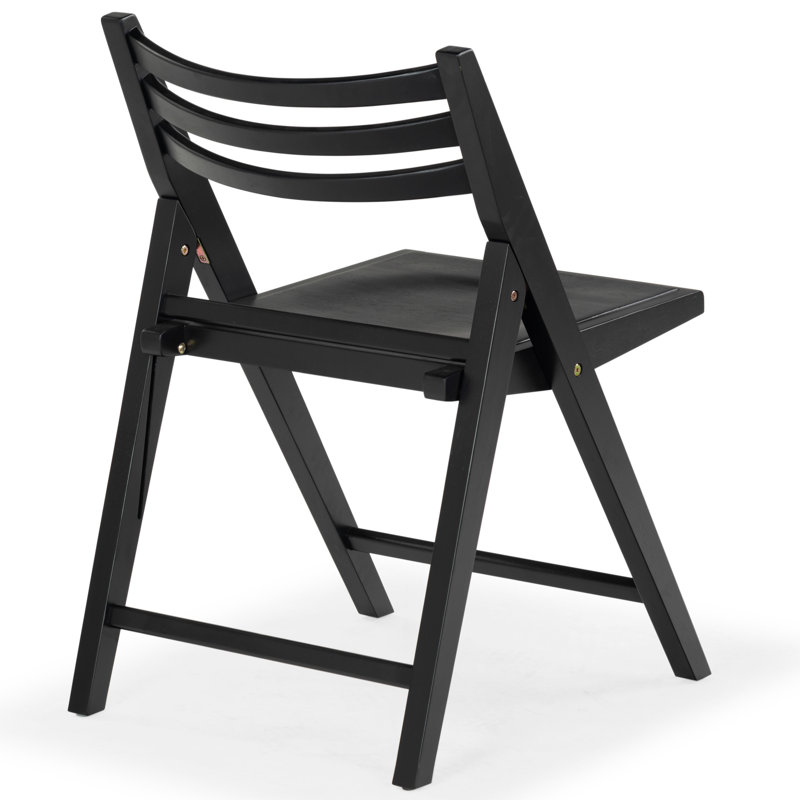 JACIE WOOD SEAT FOLDING CHAIR, Black