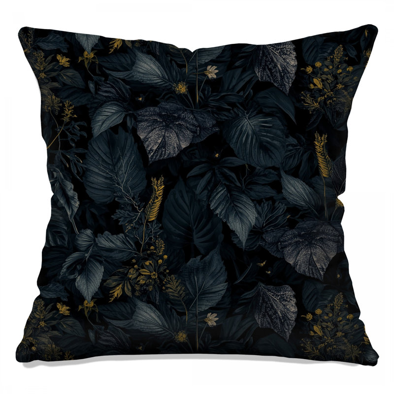 Dark Foliage Pattern Double Sided Throw Pillows, 20 x 20 inches