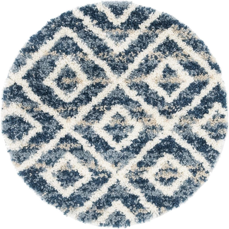 Parrish Geometric Shaggy Area Rug, Round 99cm