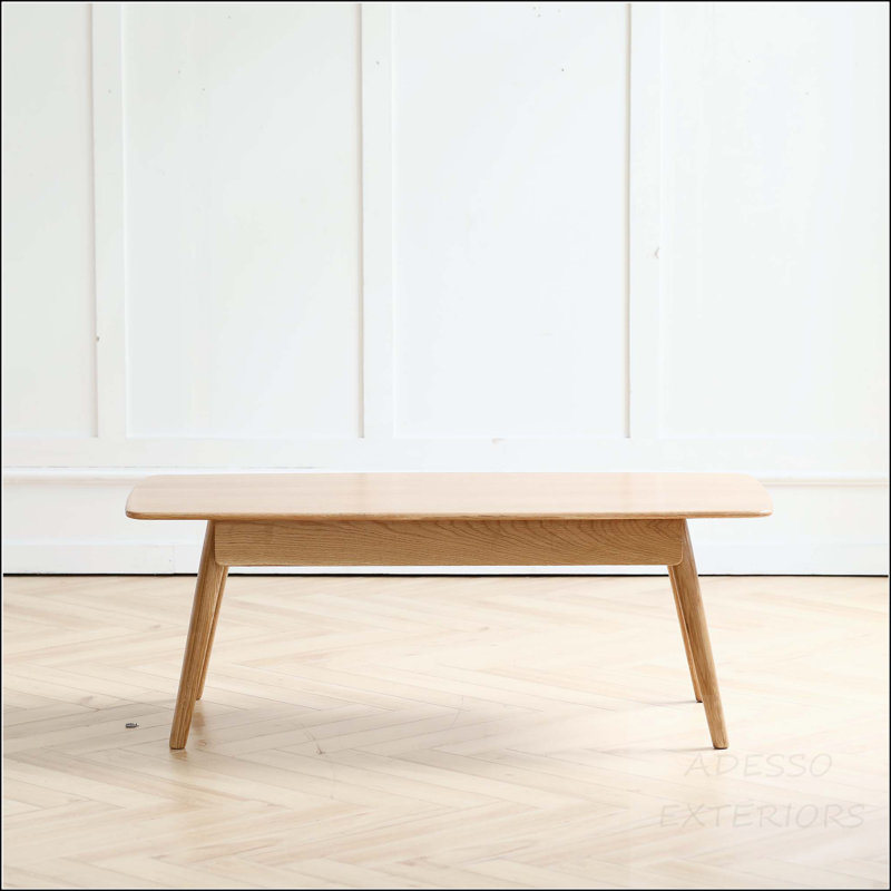 Table basse en chêne massif avec deux tiroirs et tablette de rangement